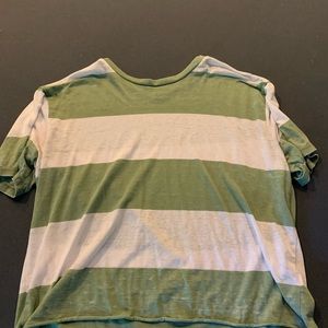 White and green striped tee shirt